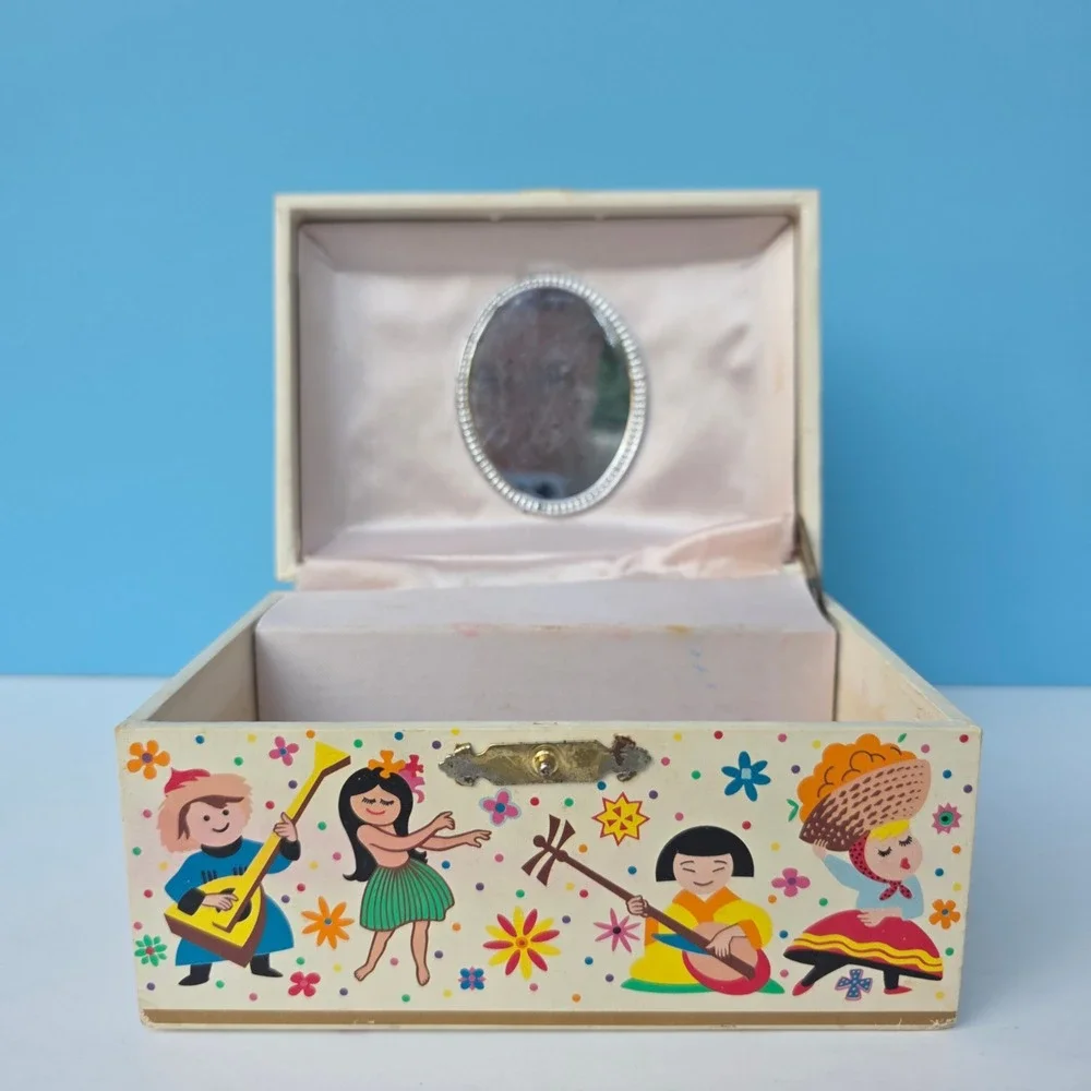 Vintage Disney It's a Small World Music Jewelry Box 6